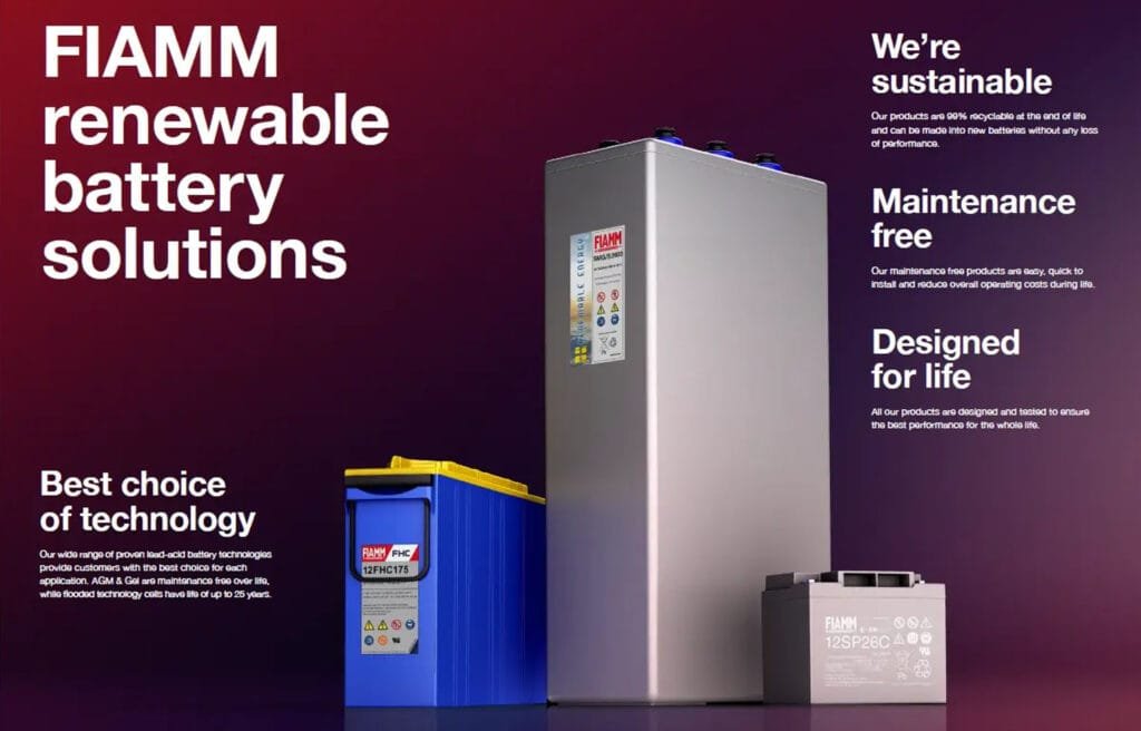 FIAMM battery for industrial and commercial power backup systems