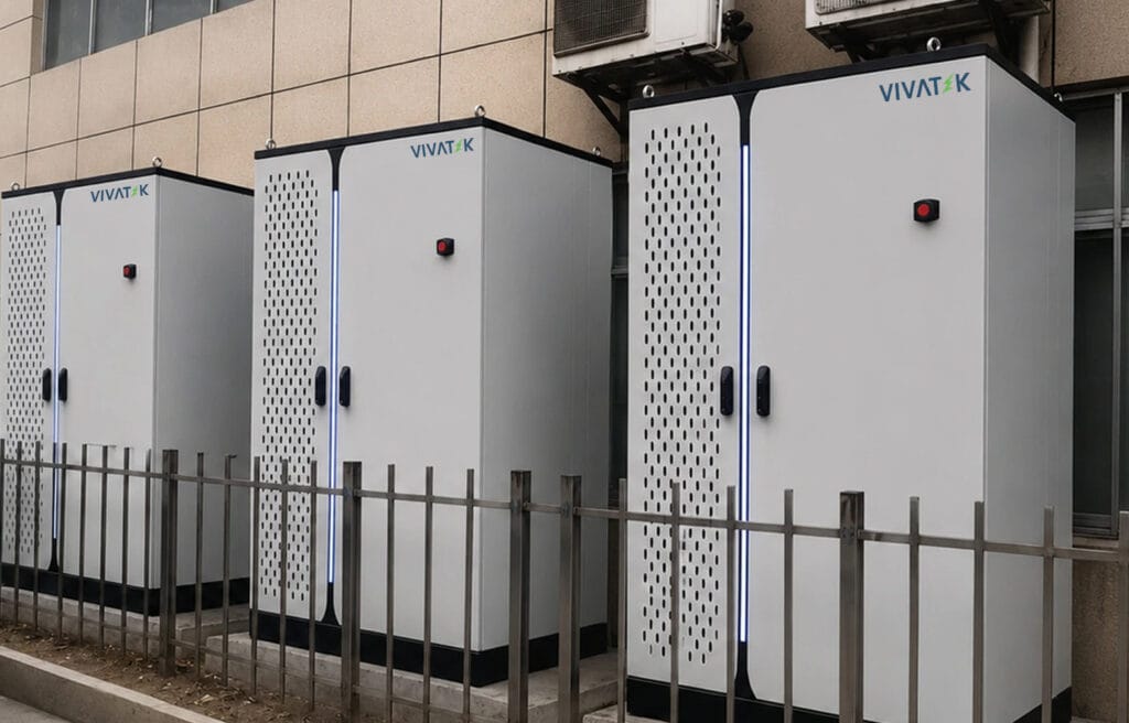 Commercial building UPS battery backup system with industrial batteries, smart monitoring infrastructure, and power continuity equipment