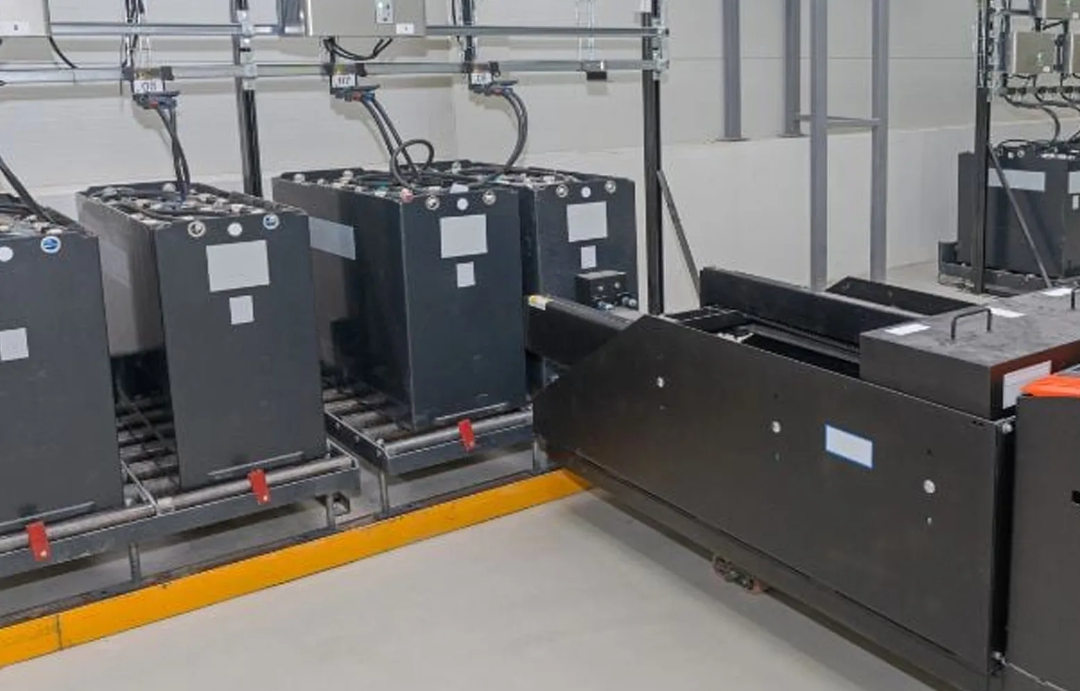 Industrial battery charging system with SMPS battery charger and industrial battery bank used for backup power applications in manufacturing industries and substations