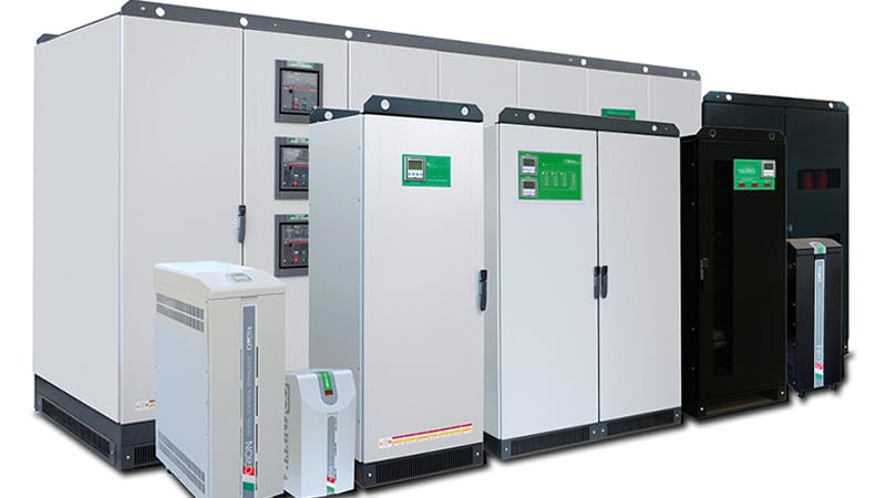 Servo stabilizer protecting hospital medical equipment including MRI machine, CT scan system, ventilators, and healthcare infrastructure from voltage fluctuation