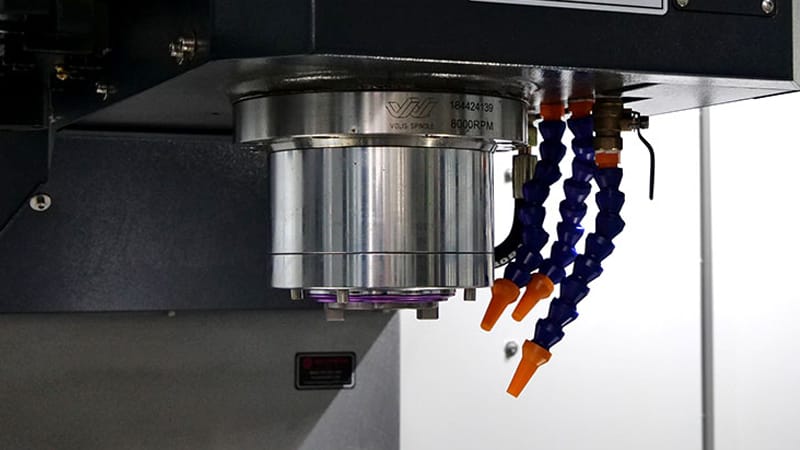 Industrial cnc machine protected by oil cooled servo stabilizer for stable voltage and machining accuracy in manufacturing factory